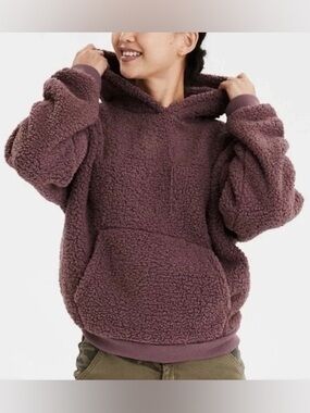 American Eagle Purple Sherpa Teddy Pullover Hoodie